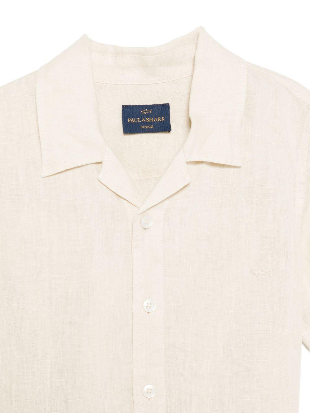 Camicia per bambino Paul & Shark Kids beige a maniche corte WUC002LUC01 20170 PAUL & SHARK KIDS
