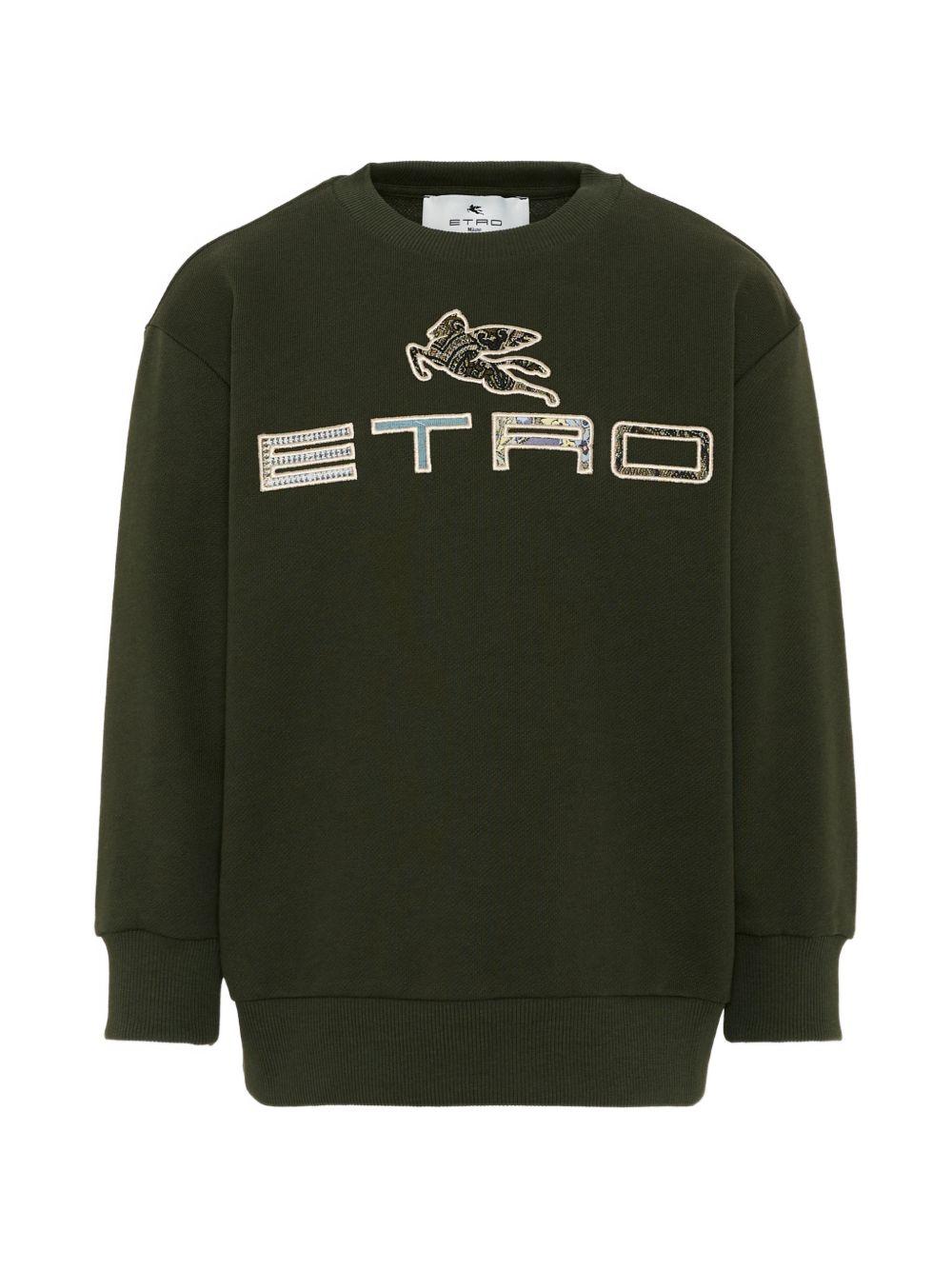 Felpa per bambino Etro Kids verde con logo sul davanti GZ4P20 Z3183 70J ETRO KIDS