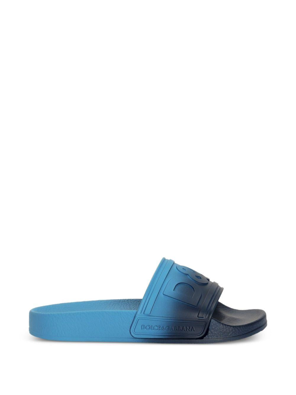 Ciabatte per bambino Dolce & Gabbana Kids blu e nero con logo goffrato DD0320 A5631 8L649 DOLCE & GABBANA KIDS