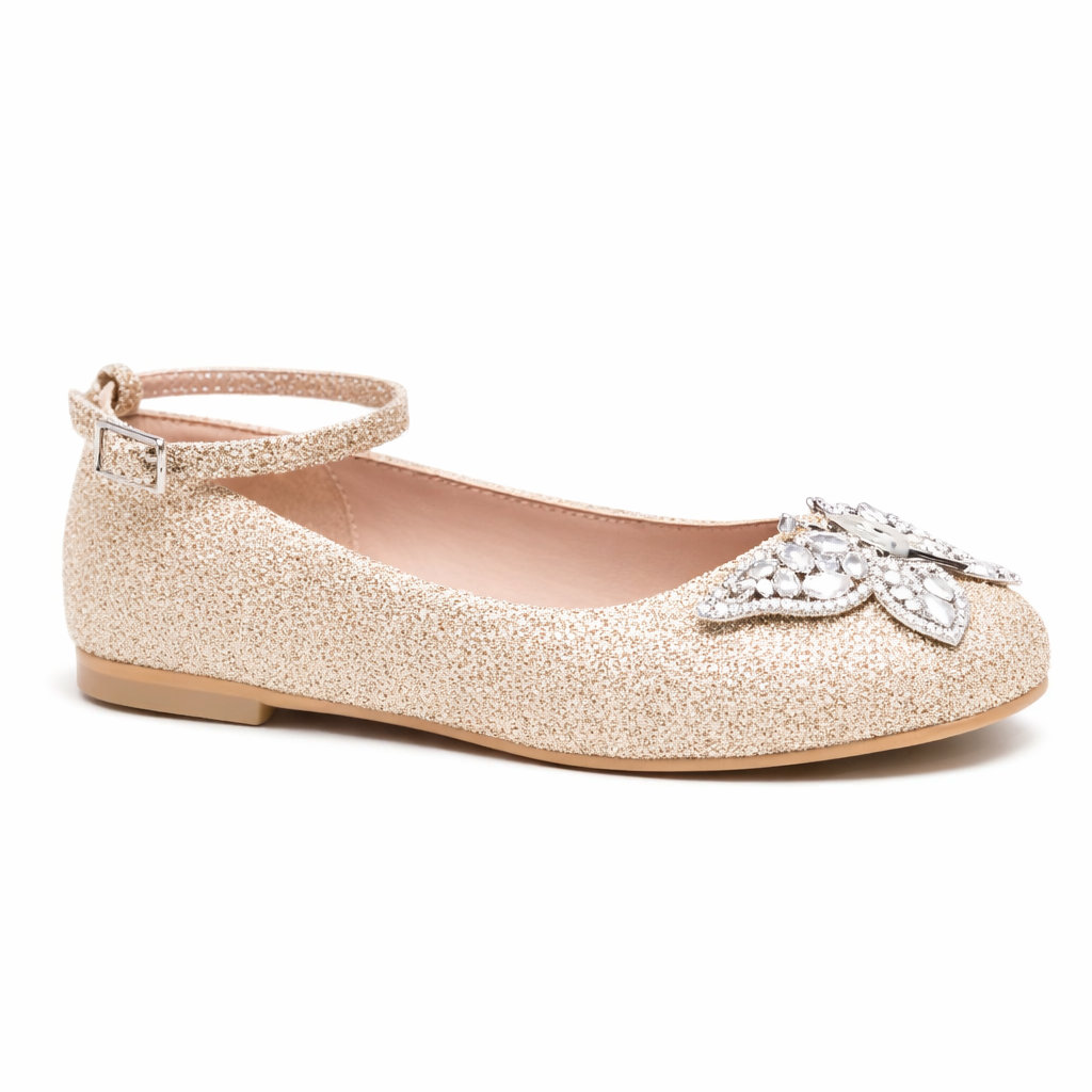 Ballerine per bambina Aruna Seth color oro con applicazione farfalla sul davanti AS76 GOLD ARUNA SETH KIDS