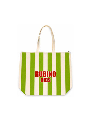 Borsa City grande personalizzata Rubino Kids verde con design a righe