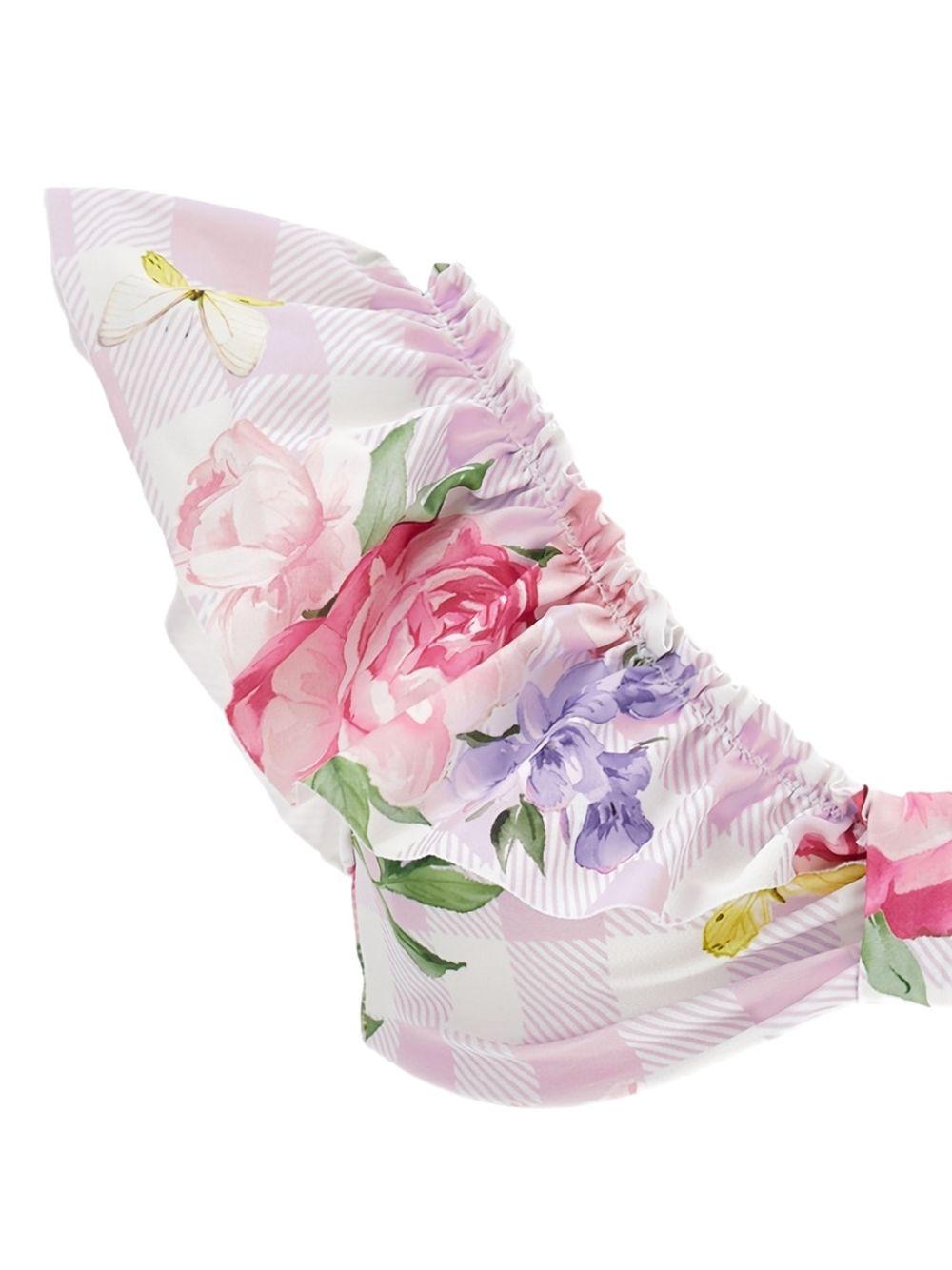 Bikini a fiori per bambina Monnalisa rosa con ruches 19G002 7052 0090 MONNALISA KIDS