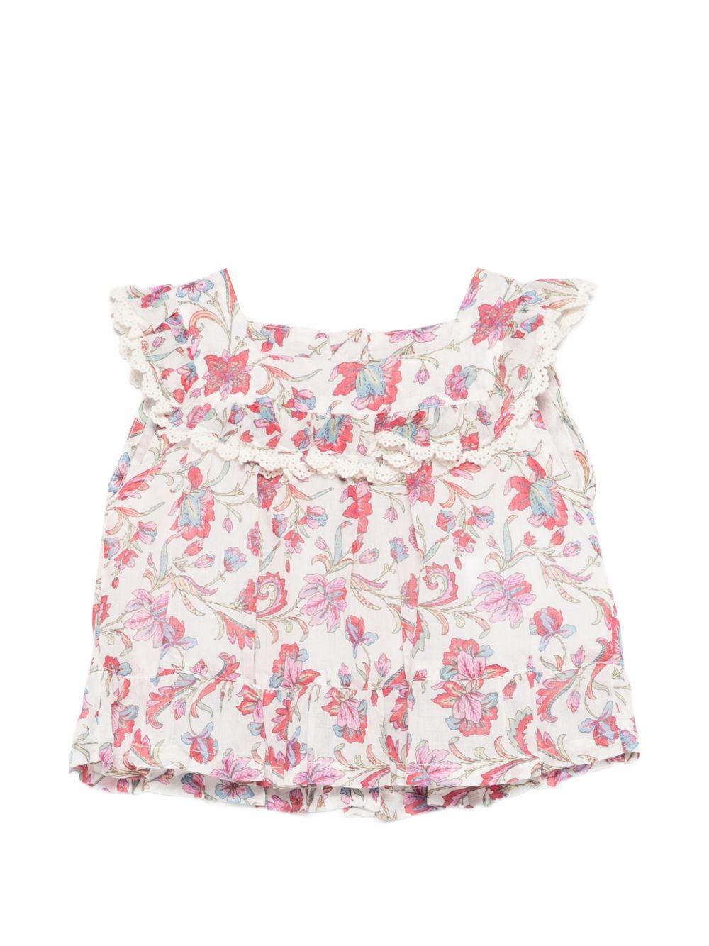 Top per neonata Louise Misha bianco con stampa a fiori all-over FRI-S26-B0071 CREAM LOUISE MISHA
