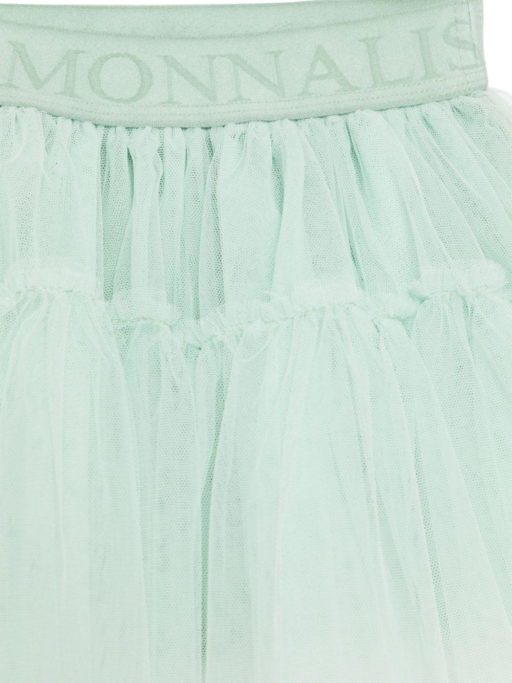 Minigonna in tulle per neonata Monnalisa verde con orlo svasato 37EGON T9945 0021 MONNALISA