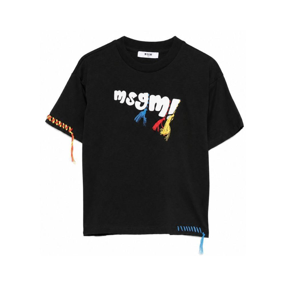 T-shirt per bambina MSGM Kids nera con dettaglio logo S6MSJUTH136 110 MSGM KIDS