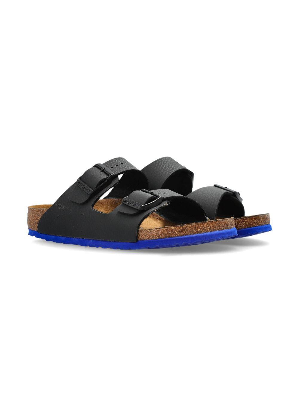 Sandali con suola blu per bambini Birkenstock Kids neri Arizona 1029491 BLACK/BLUE BIRKENSTOCK
