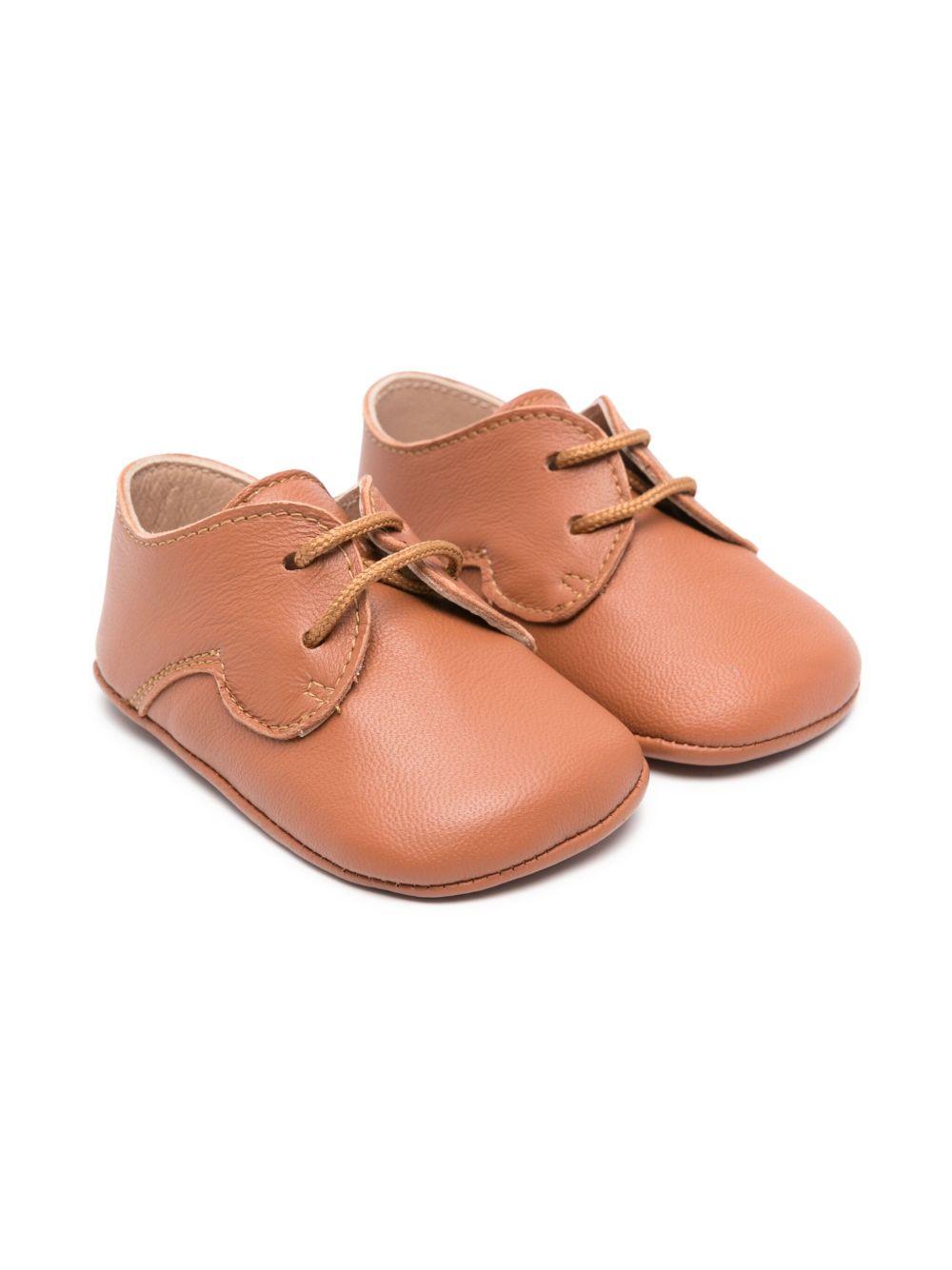 Scarpe primi passi per neonato Eli1957 marrone con chiusura frontale con lacci 10016AL CUERO Eli Kids