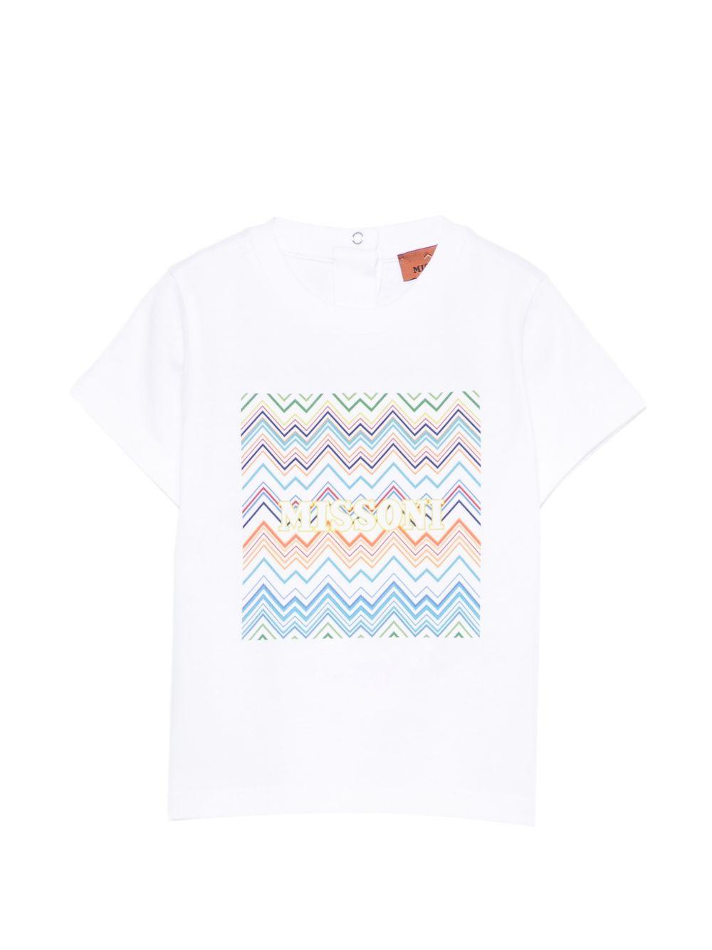 T-shirt per neonato Missoni Kids bianca con motivo a zig-zag MY8541 Z3672 100MC MISSONI KIDS