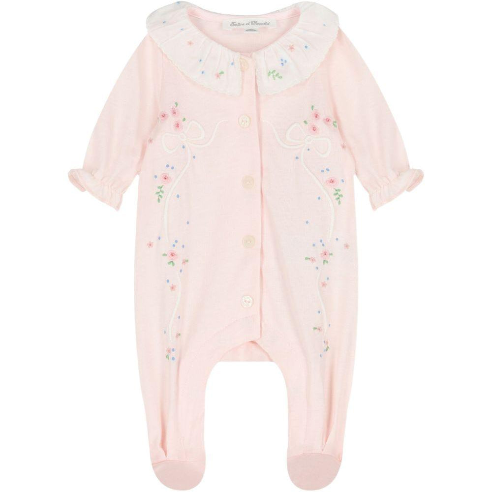 Tutina per neonata Tartine Et Chocolat rosa con ricamo floreale CC54000 31 TArtine & Chocolat KIDS