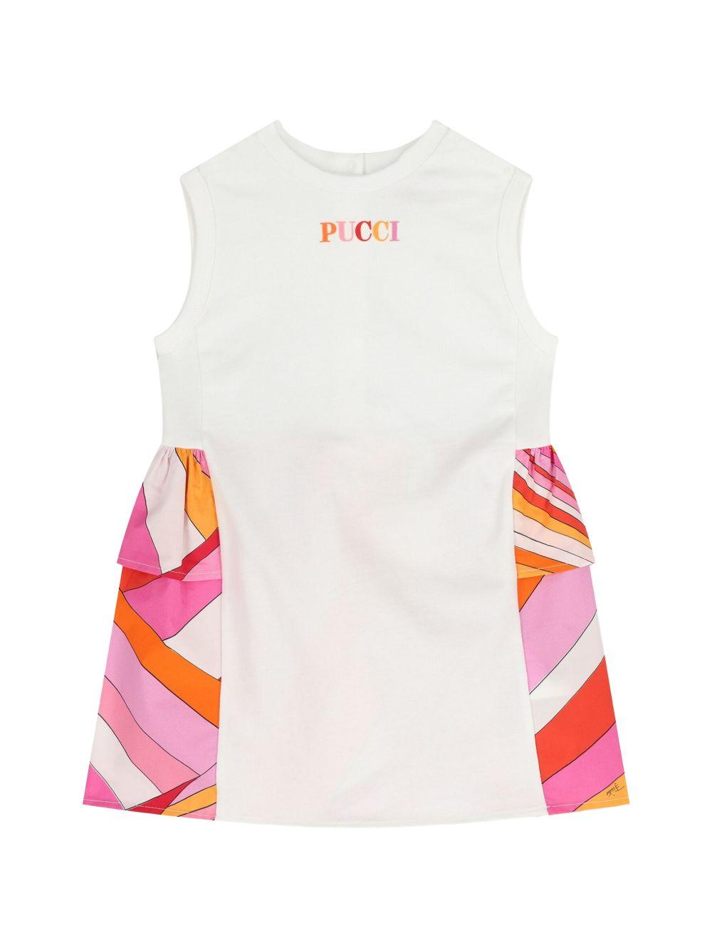 Abito per neonata Emilio Pucci Junior bianco con stampa iride PY1062 Z3672 100AR EMILIO PUCCI KIDS