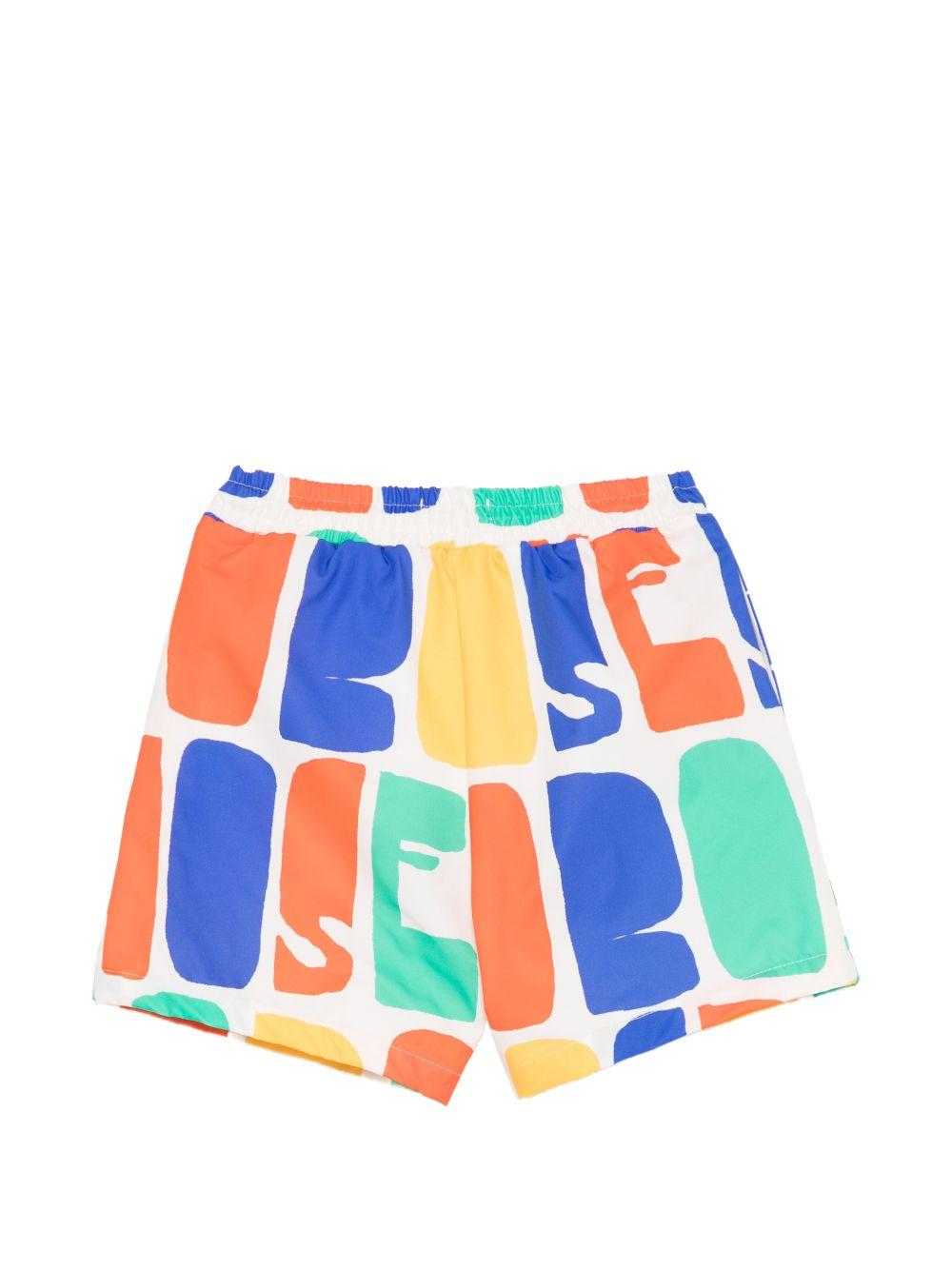 Costume da bagno per bambino Bobo Choses bianco con stampa logo all-over B216AC152 199 BOBO CHOSES KIDS