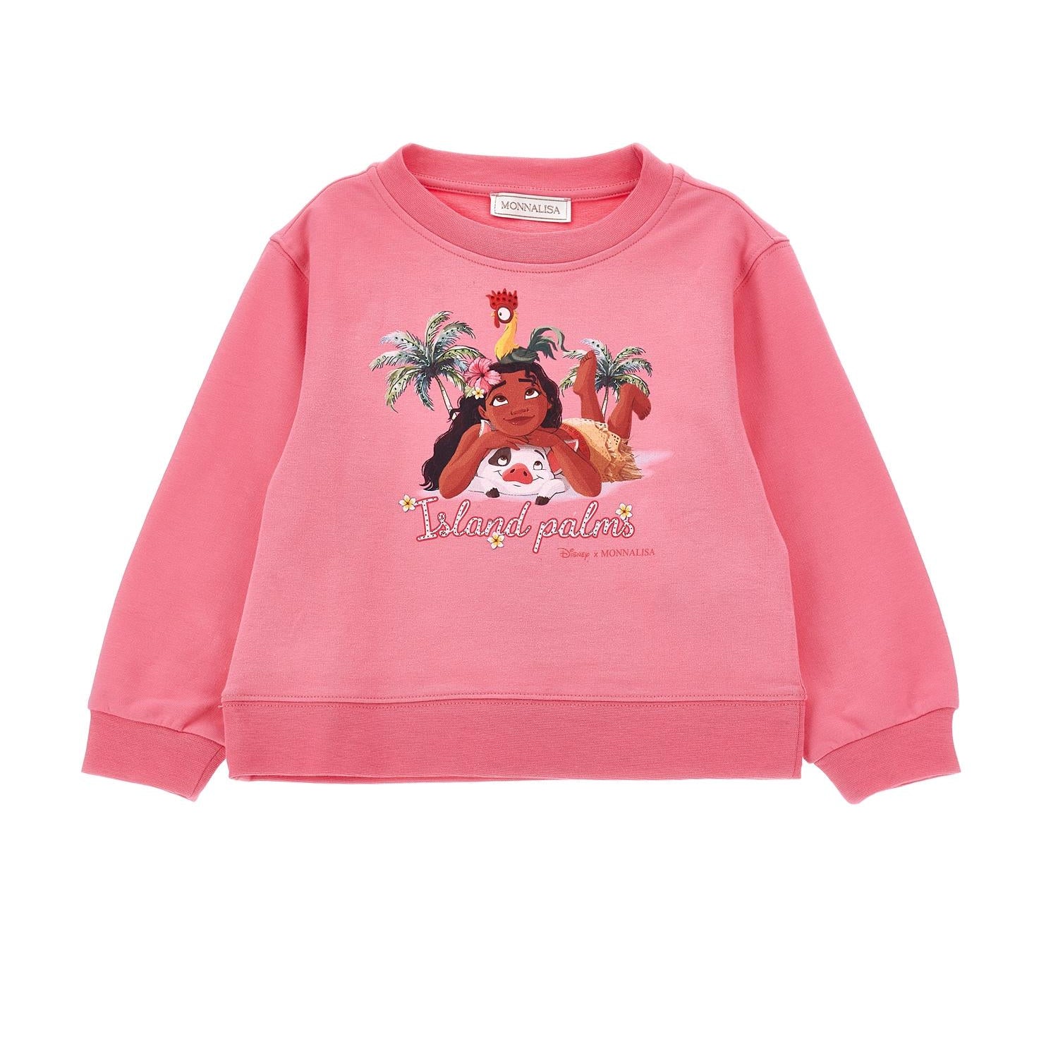 Felpa per bambina Monnalisa x Disney rosa con stampa Oceania 19H629 8006 0093 MONNALISA KIDS