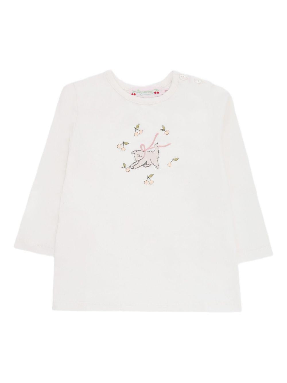 T-shirt per neonata Bonpoint bianca a maniche lunghe W05XTSK00003 103 BONPOINT