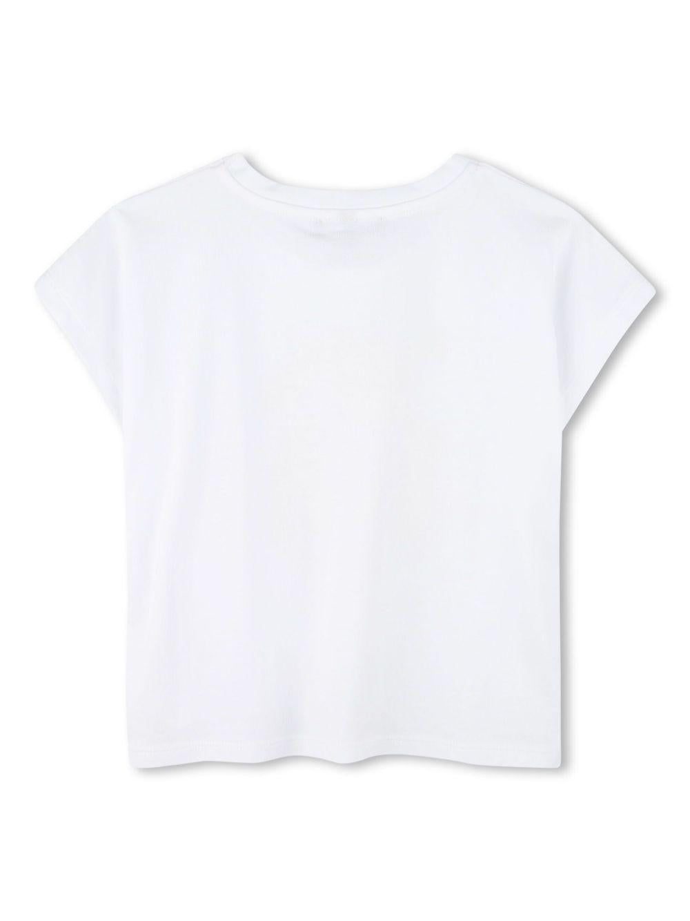 T-shirt per bambina Dkny Kids bianco con stampa con logo sul davanti D62309 10P DKNY