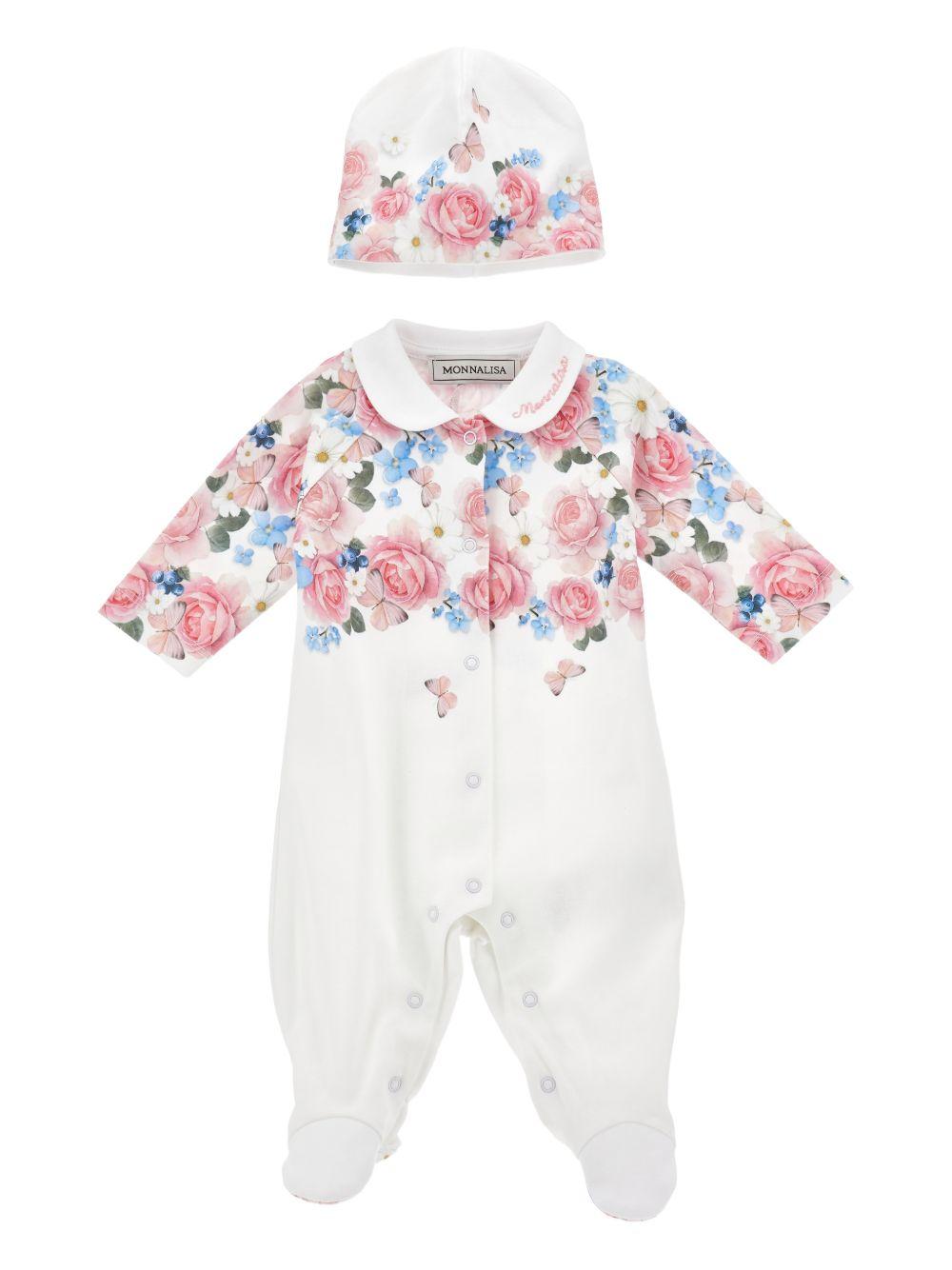 Set per neonata Monnalisa bianco con stampa a fiori 35G505 7000 9984 MONNALISA KIDS