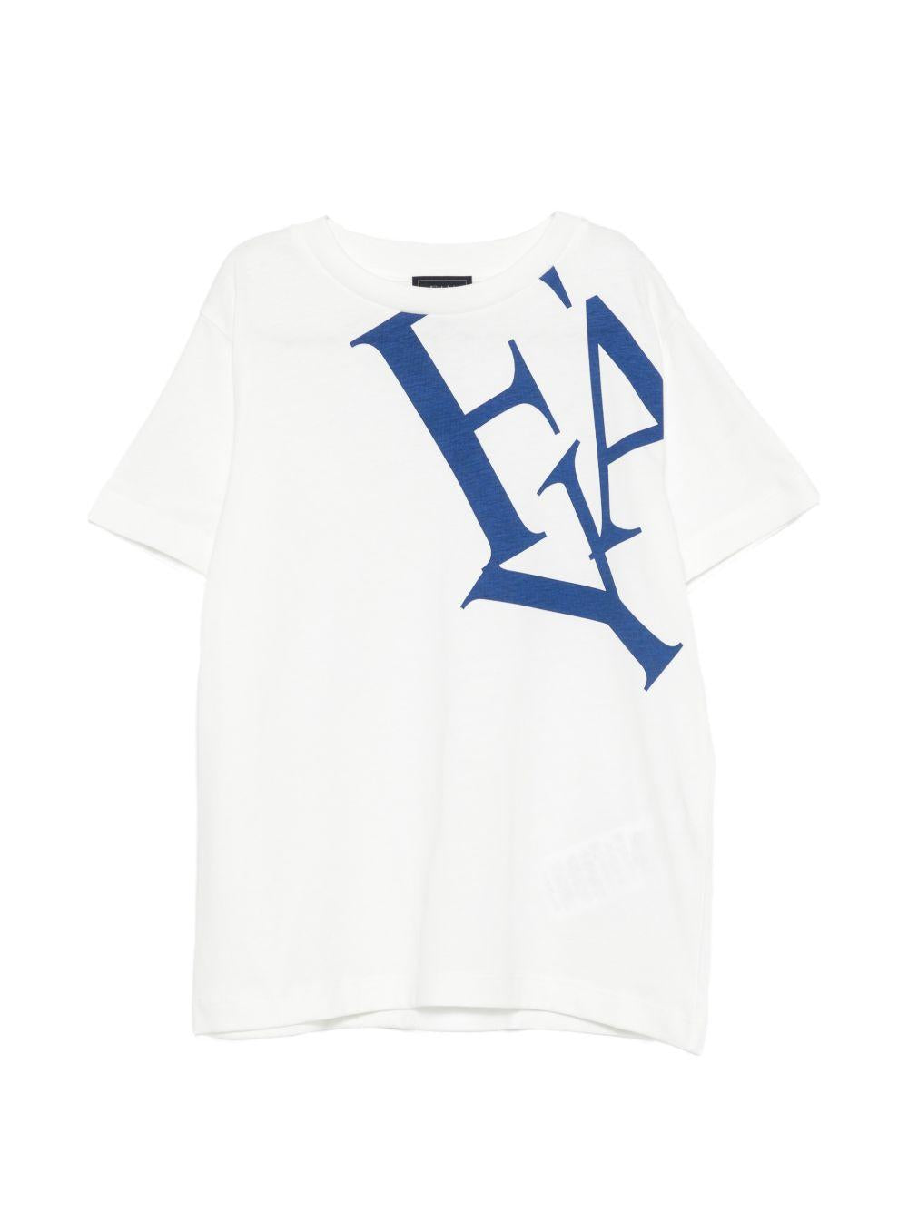 T-shirt per bambino Fay Kids bianca con dettaglio logo colorato FY8P61 Z3708 101AZ FAY KIDS