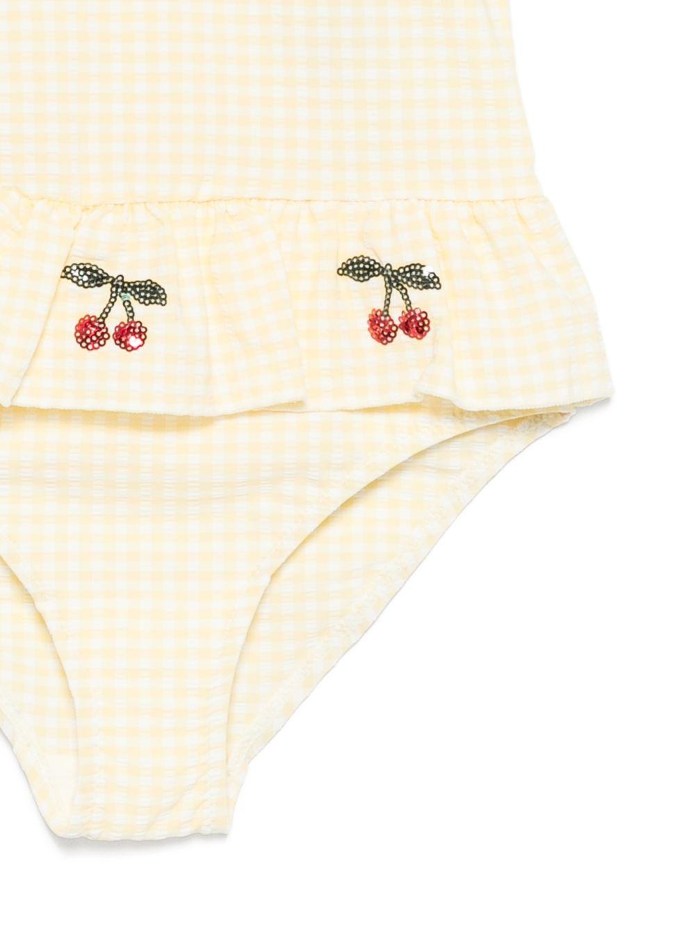 Costume Etta intero per bambina Konges Sløjd giallo con motivo a quadri KS104790 CHECK KONGES SLOJD KIDS