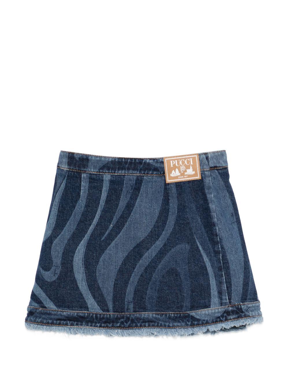 Gonna doppio giro per bambina Emilio Pucci Junior denim con motivo a spirale PY7B71 L0384 620 EMILIO PUCCI KIDS