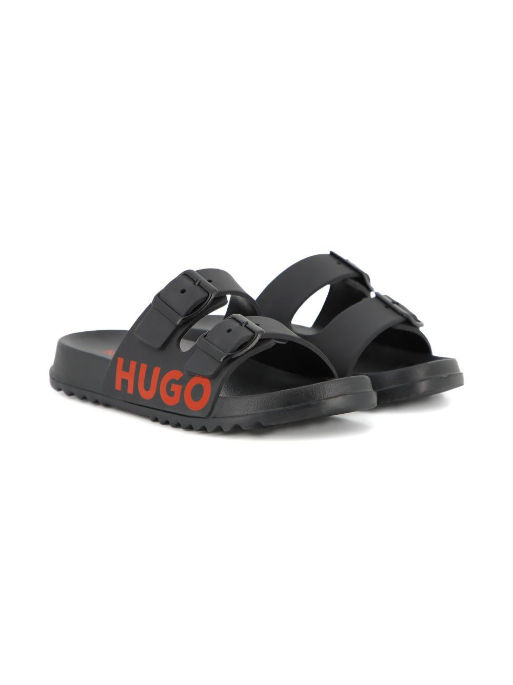 Sandali per bambino Hugo Kids neri con fibbia G01193 09B Hugo KIDS