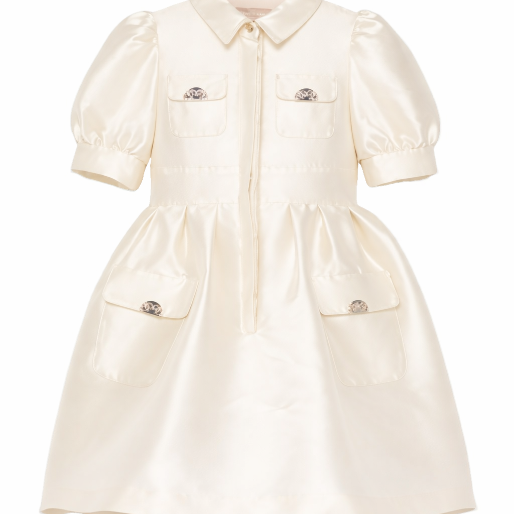 Abito per bambina Elie Saab bianco con colletto classico EFAB119TS0807 CRM ElIE SAAB KIDS