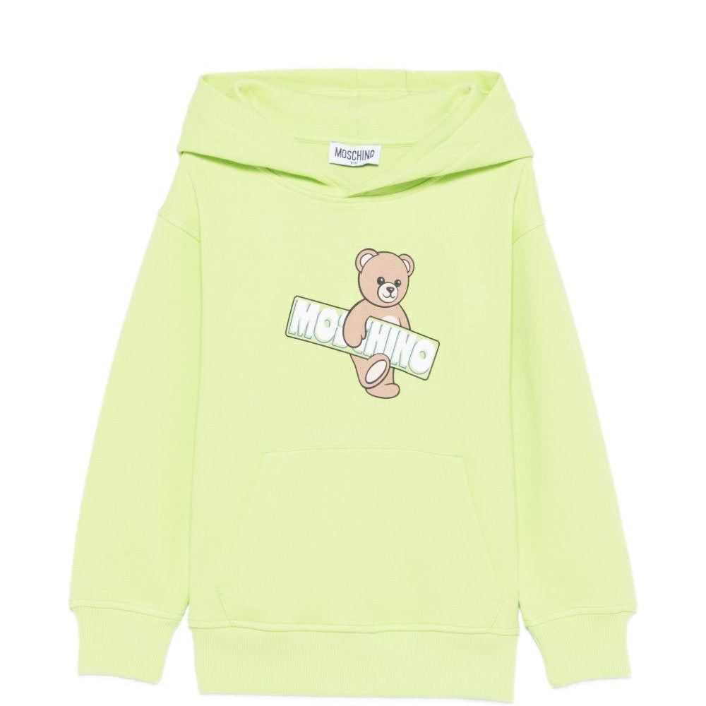 Felpa per bambini Moschino Kids verde con stampa Teddy Bear HUF09KLCA90 30355 MOSCHINO KIDS