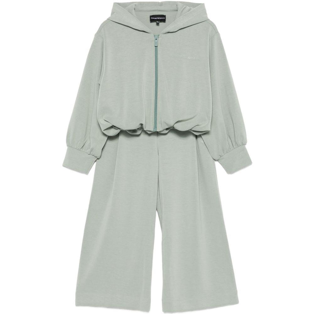 Tuta per bambina Emporio Armani Kids verde salvia con cappuccio e logo EG000867 AF16133 U9019 EMPORIO ARMANI KIDS
