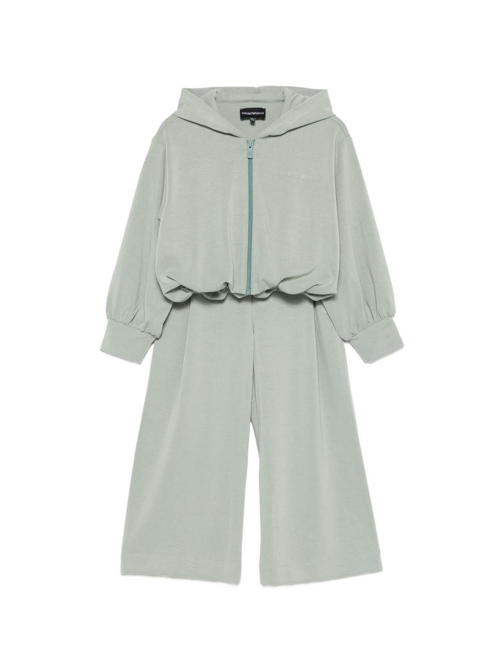 Tuta per bambina Emporio Armani Kids verde salvia con cappuccio e logo EG000867 AF16133 U9019 EMPORIO ARMANI KIDS