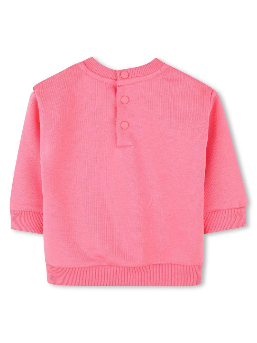 Felpa per neonata Givenchy Kids rosa con logo con orlo e polsini a coste H30652 488 GIVENCHY KIDS