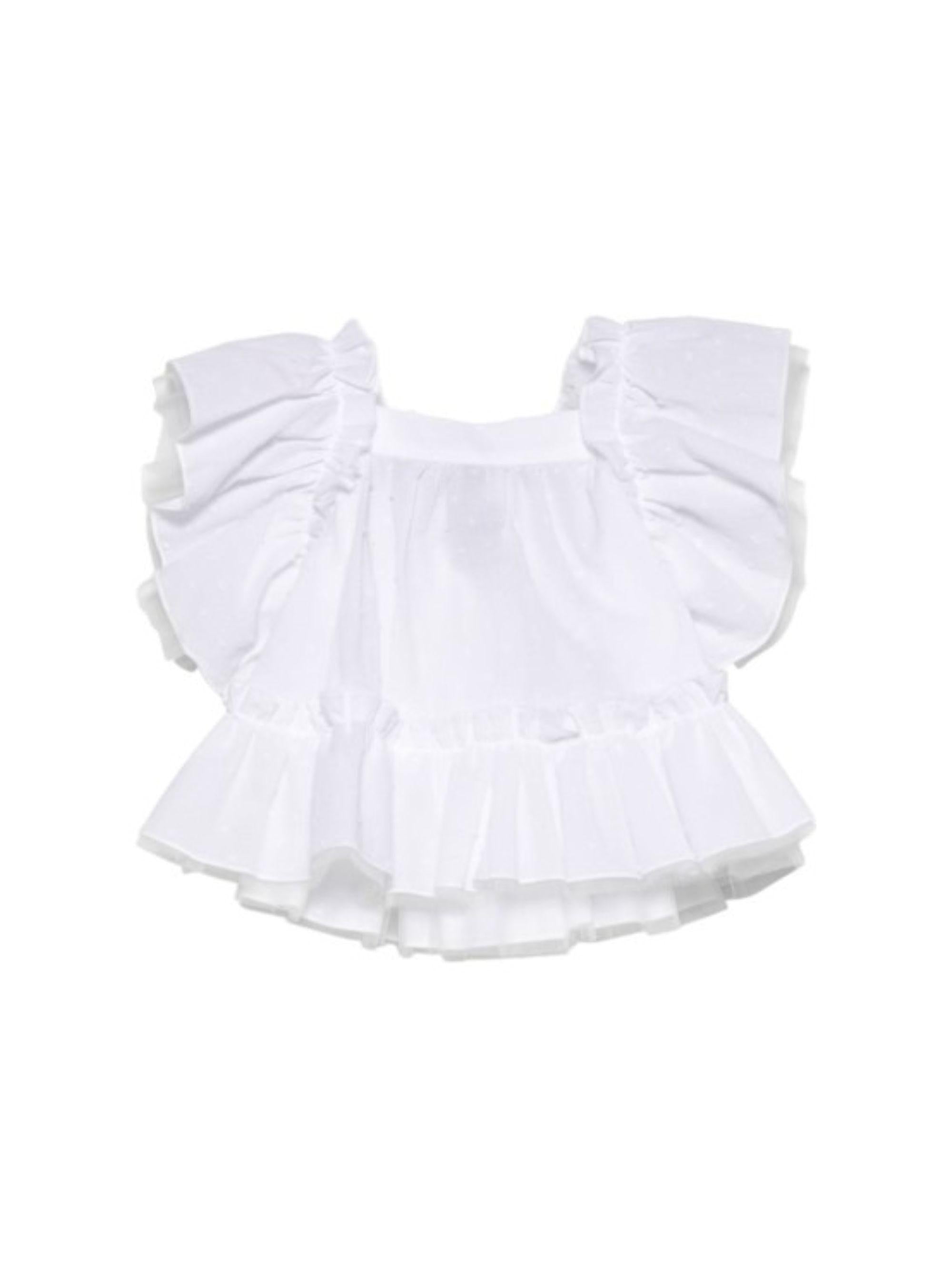 Blusa per neonata Alapage bianca con dettagli arricciati AL56B BIANCO A'LAPAGE