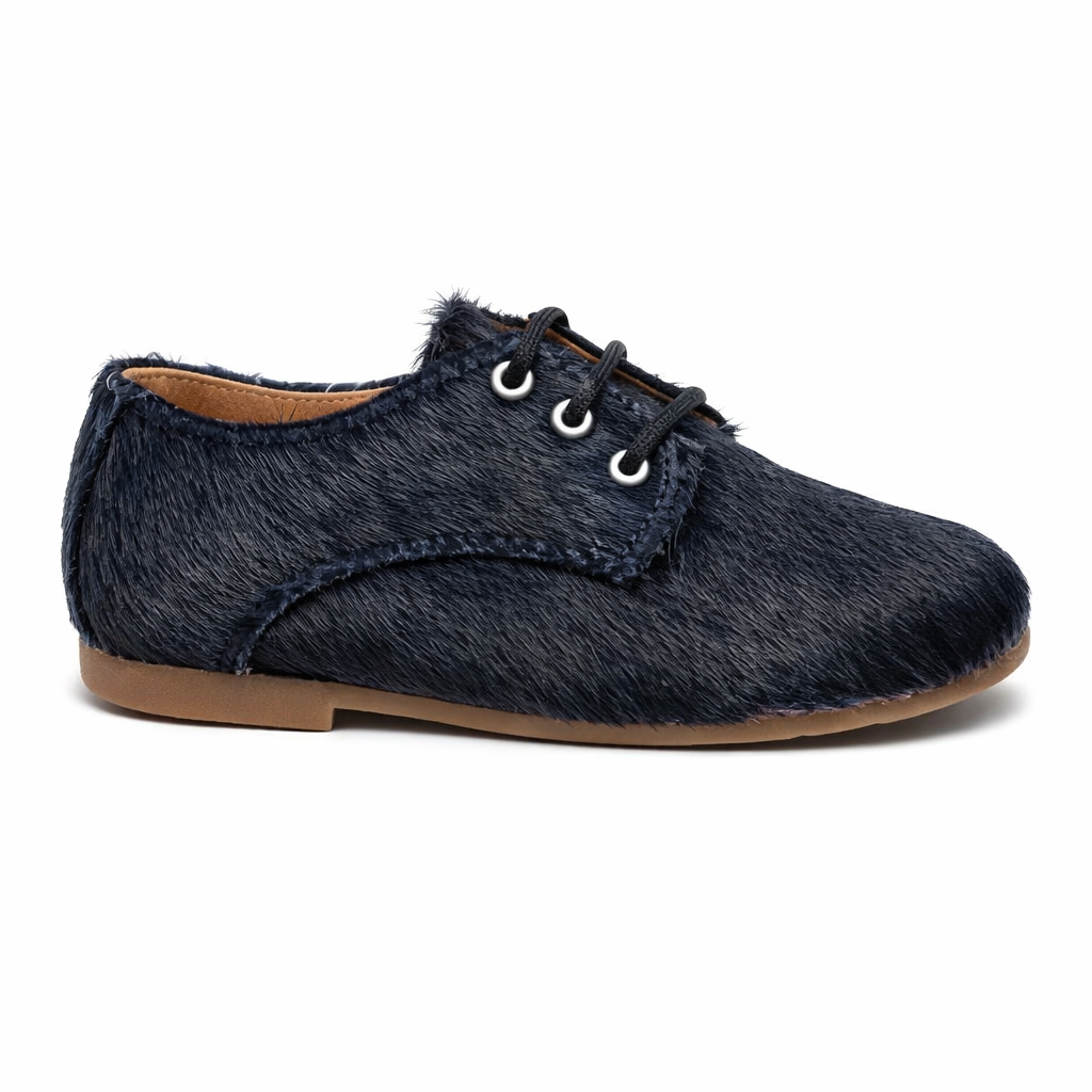 Scarpe primi passi per neonato Eli1957 blu in pelliccia con lacci 14027AK NAVY Eli Kids
