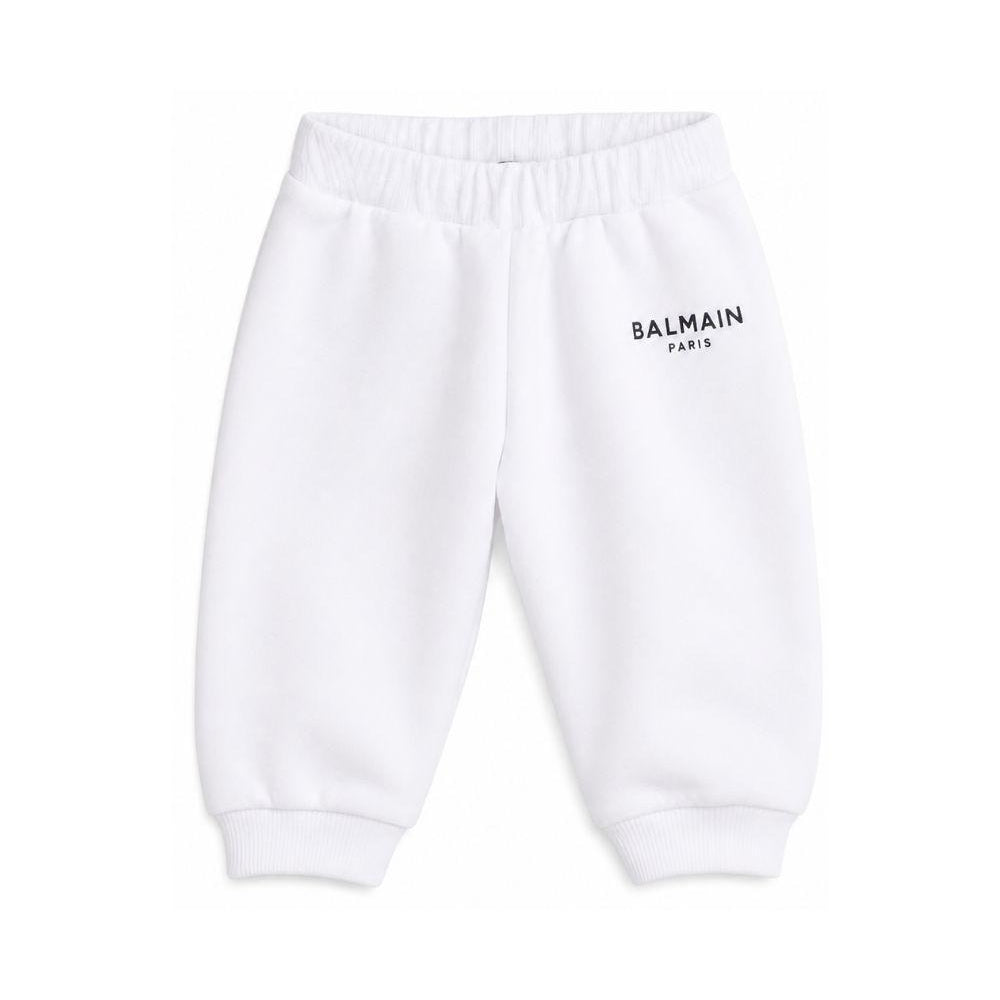 Pantaloni per neonati Balmain Kids bianchi con logo sul davanti BY6610 Z3183 100NE BALMAIN KIDS