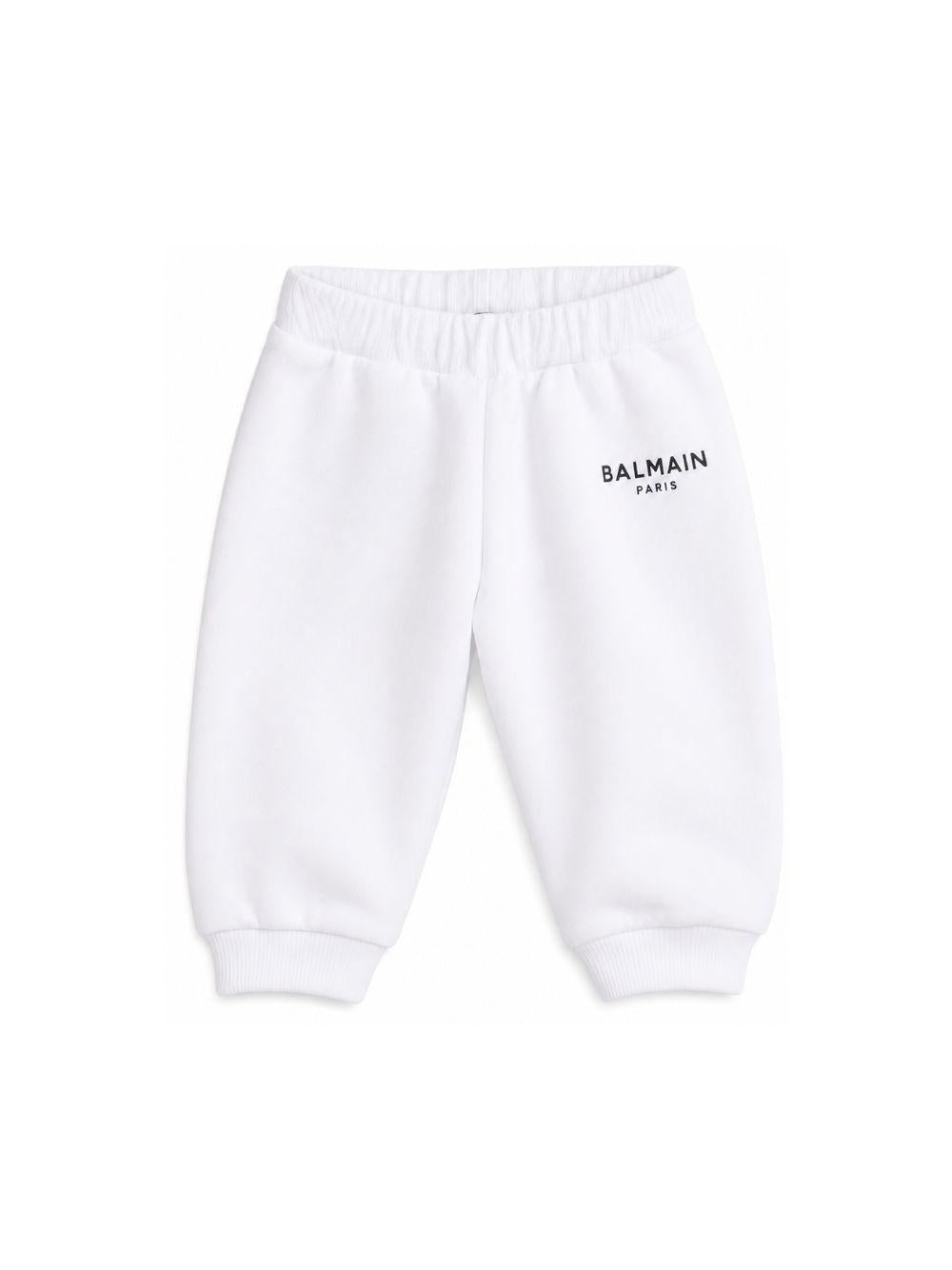 Pantaloni per neonati Balmain Kids bianchi con logo sul davanti BY6610 Z3183 100NE BALMAIN KIDS