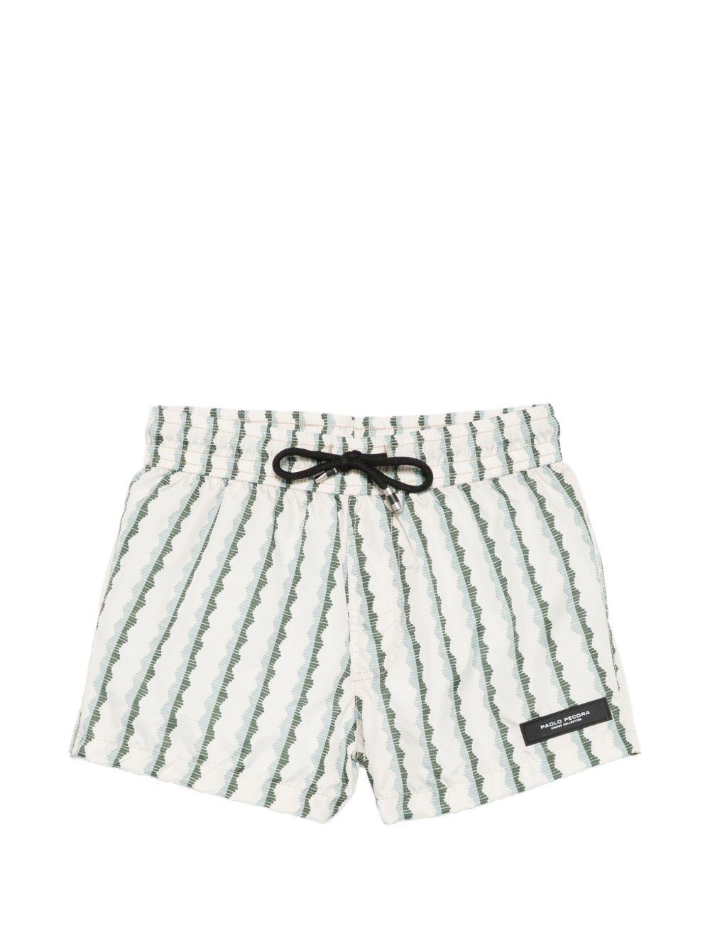 Costume da bagno per bambino Paolo Pecora Kids bianco con motivo a righe PP2041 VERDE PAOLO PECORA KIDS