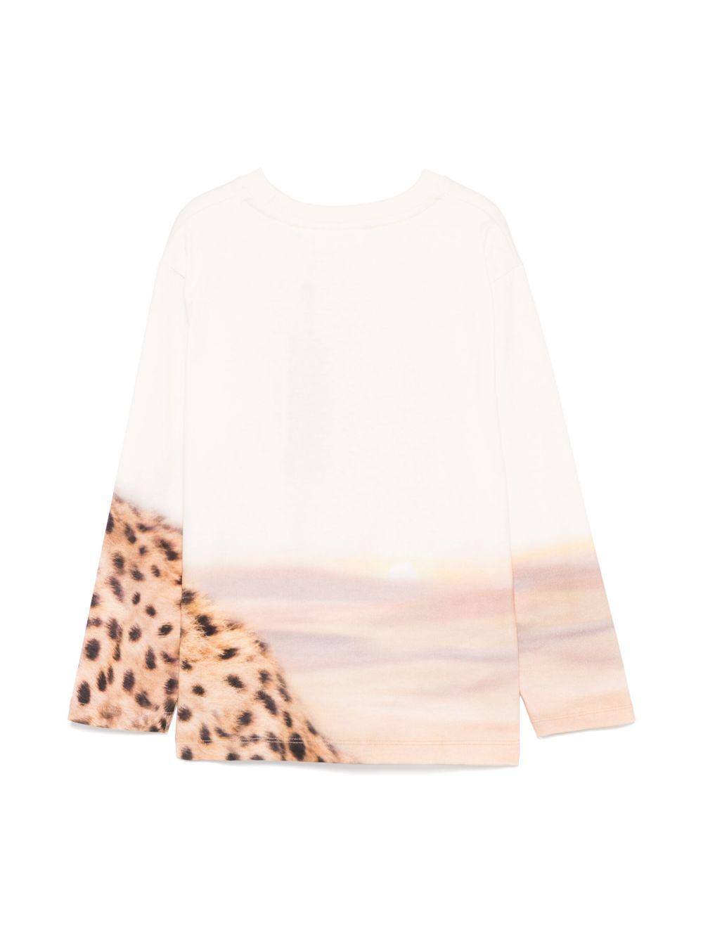 T-shirt per bambino Molo Rollo beige con stampa ghepardo 1S25A401 3819 MOLO KIDS