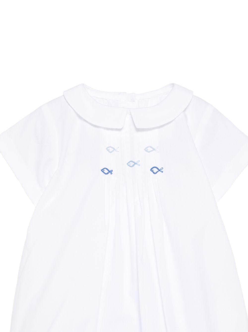 Tutina per neonati Mariella Ferrari bianca a maniche corte con colletto PLP14BIS 305 MARIELLA FERRARI KIDS