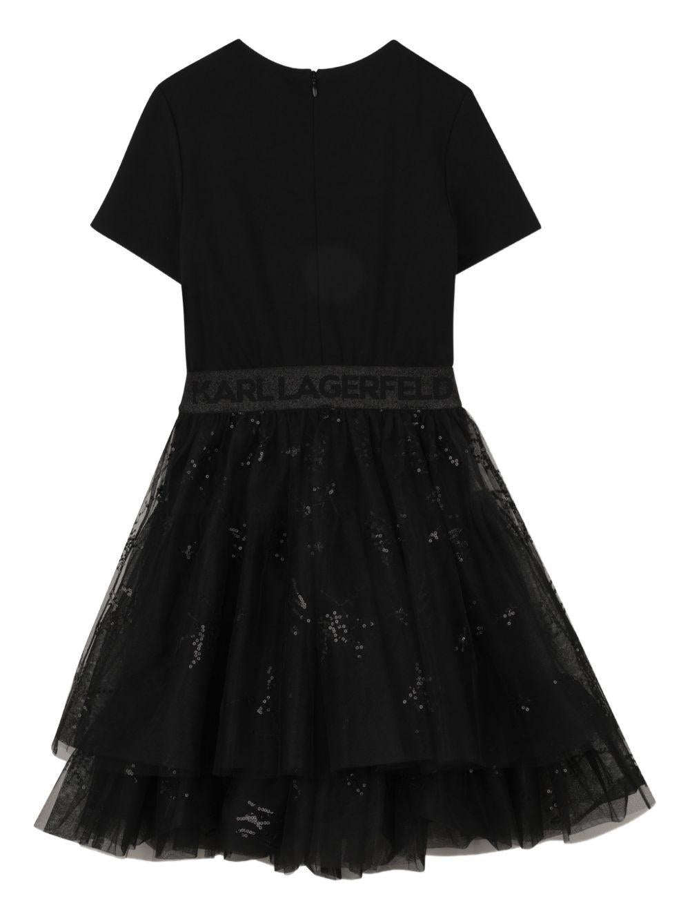 Abito per bambina karl Lagerfeld Kids nero con balze Z31142 09B KARL LAGERFELD KIDS