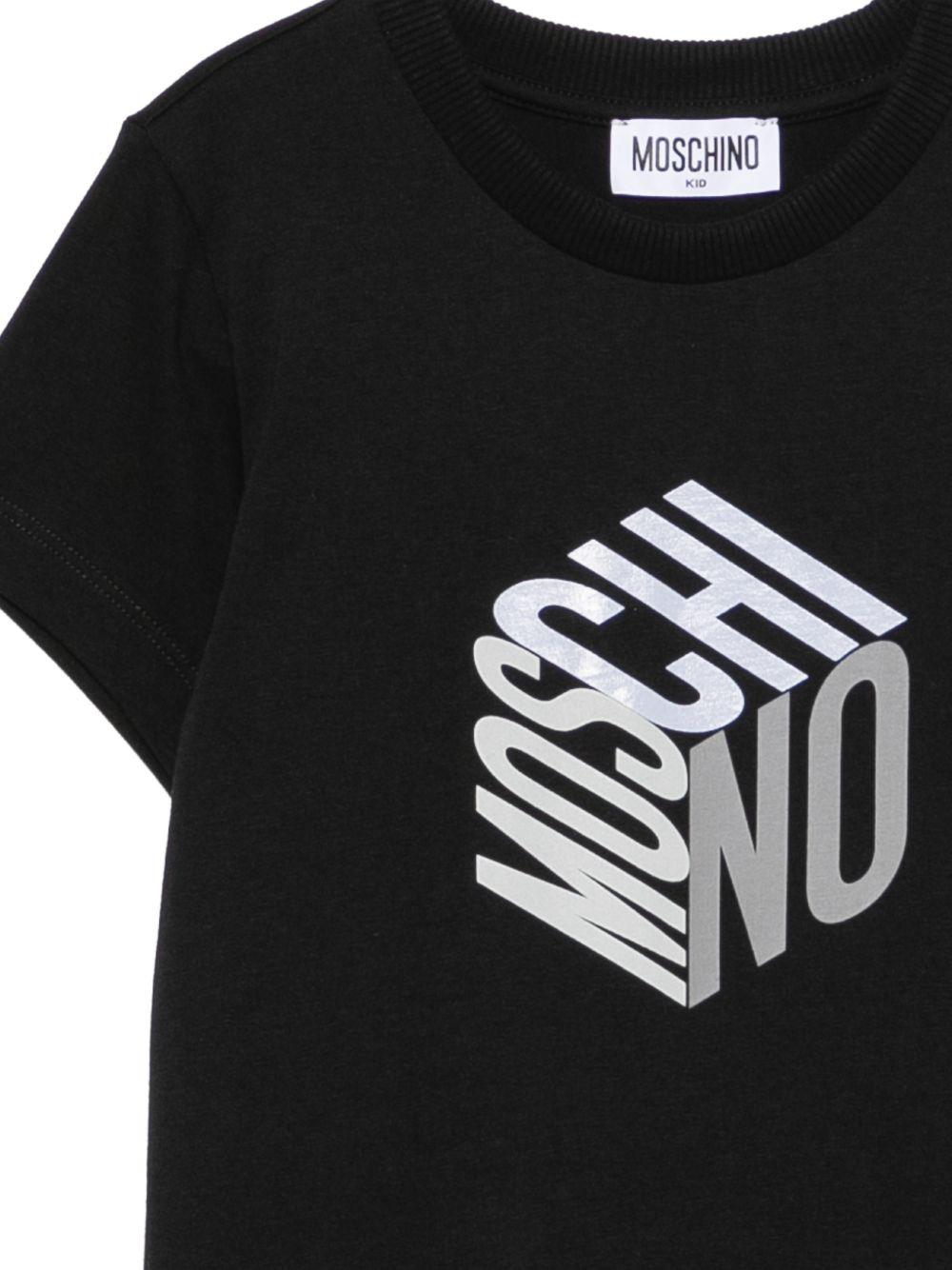 T-shirt per bambini Moschino Kids nera con stampa grafica del logo HMM05VLAA57 60100 MOSCHINO KIDS