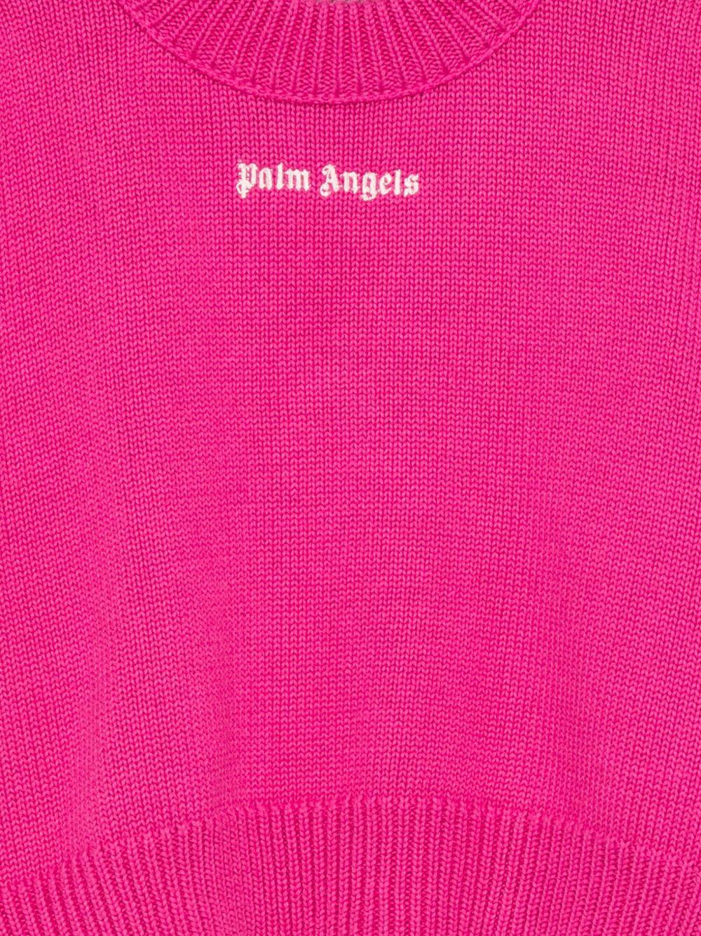 Maglione per bambina Palm Angels Kids fucsia con motivo Palm Tree PGHT001F25KNI001 323C PALM ANGELS KIDS