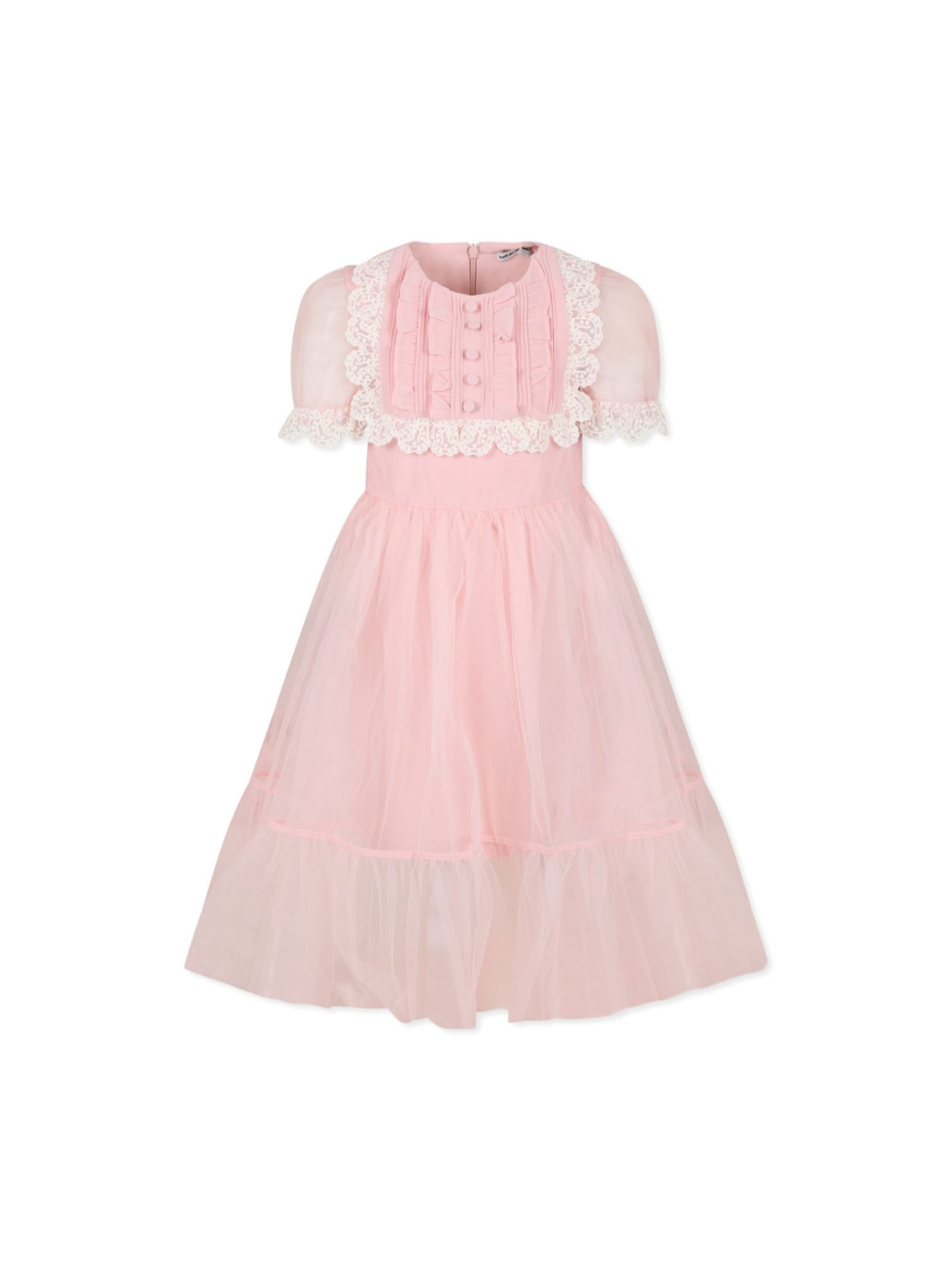 Abito in tulle con ruches per bambina Self-Portrait Kids rosa con bordo in pizzo RS25 793M P PINK SELF-PORTRAIT KIDS