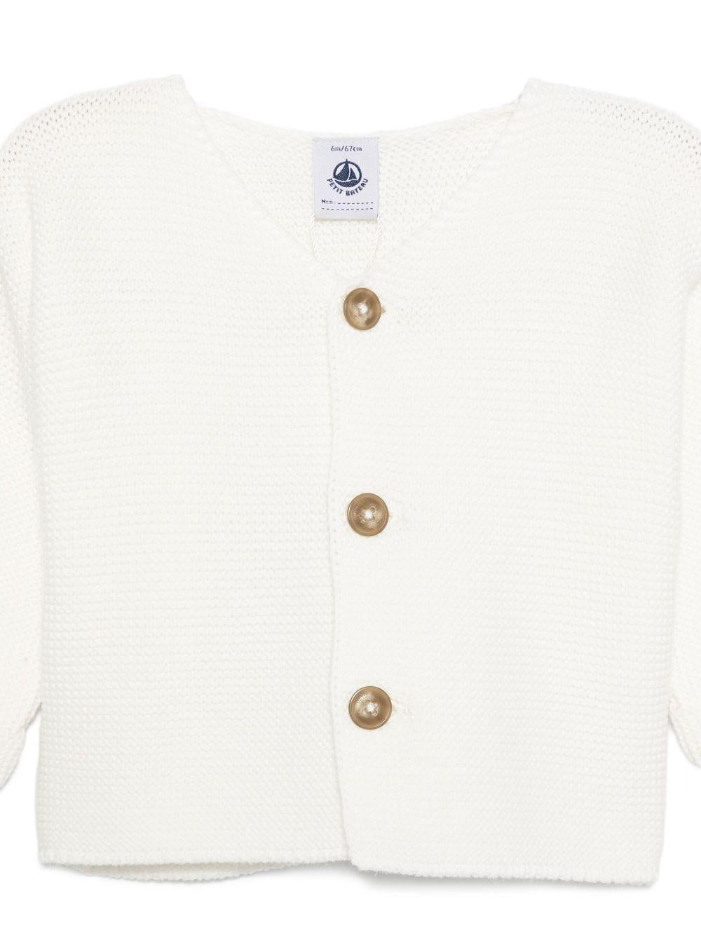 Cardigan per neonata Petit Bateau bianco con motivo a coste A0CES 13 PETIT BATEAU