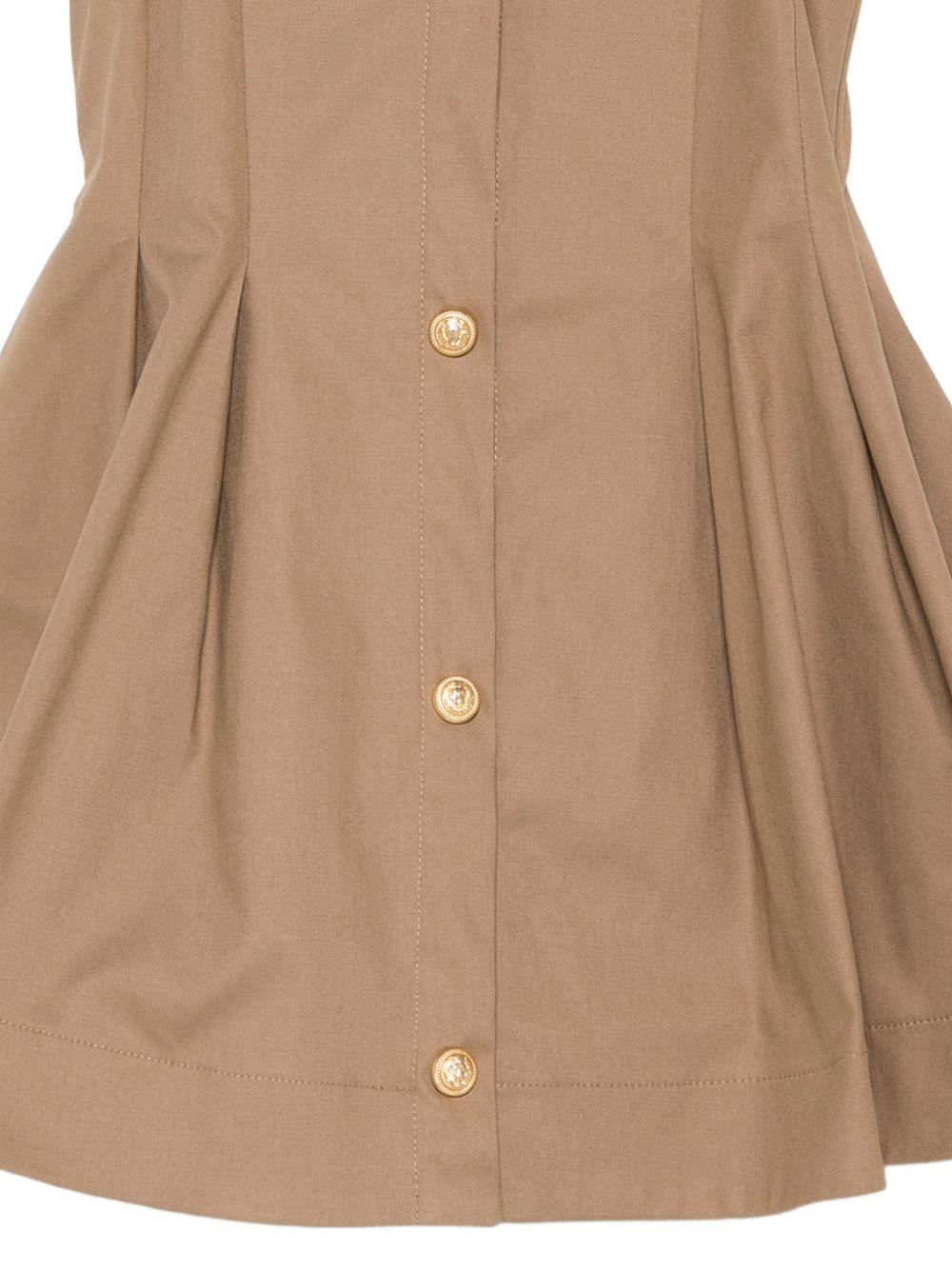 Abito per bambina Balmain Kids marrone chiaro con gonna plissettata BY1C02 G0197 315 BALMAIN KIDS