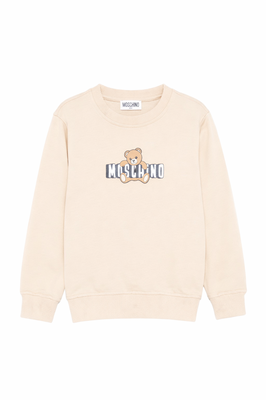 Felpa da bambino Moschino Kids bianco crema con stampa orsetto HUF09ULCA19 20829 MOSCHINO KIDS