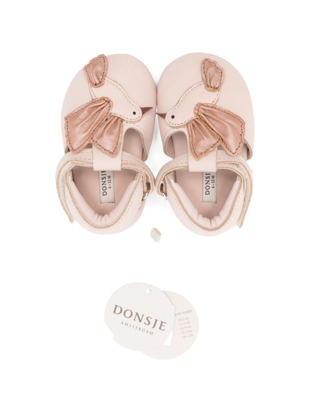 Scarpine primi passi per neonata Donsje rosa con applicazione uccellino 1041003 NL10J DONSJE KIDS