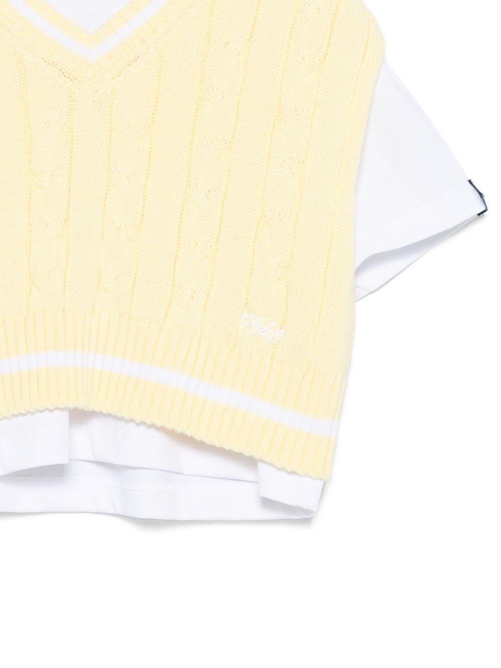Gilet per bambina MSGM Kids gialla in maglia con t-shirt S6MSJGTH034 001/79 MSGM KIDS