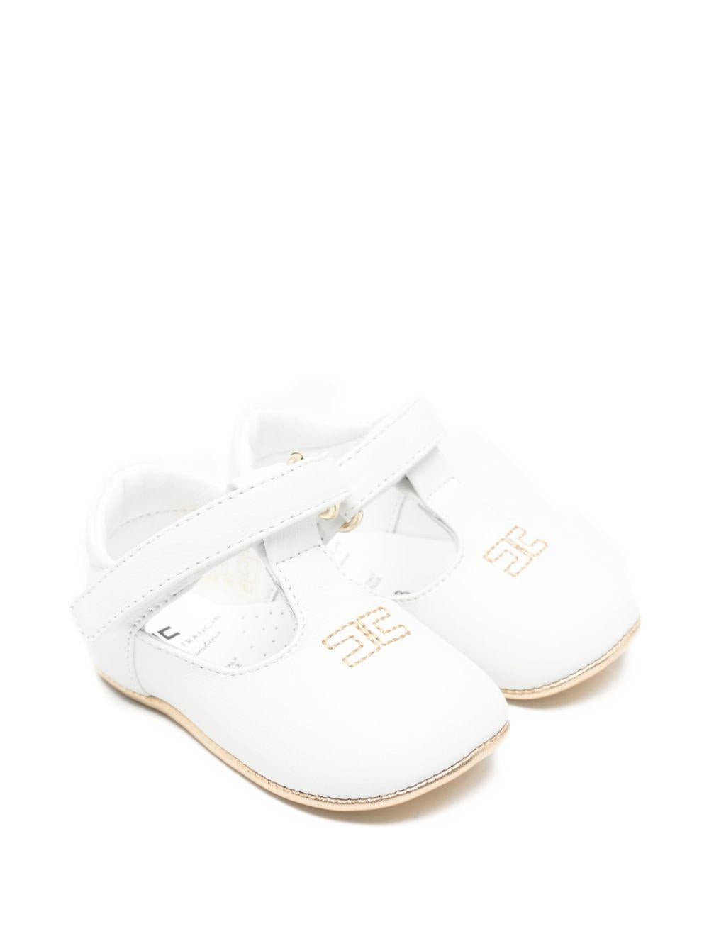 Scarpine primi passi per neonata Elisabetta Franchi La Mia Bambina bianche con ricamo logo F0A3E04601731 B093 ElISABETTA FRANCHI KIDS