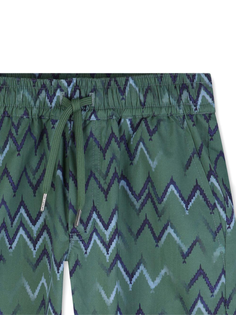 Shorts per bambino Lanvin Enfant verde con motivo a zig-zag N30393 U58 LANVIN KIDS