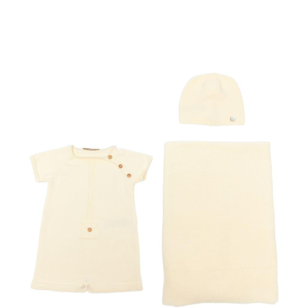 Set tutina cappellino e copertina per neonati Paz Rodriguez gialli con placca con logo 105-123192 05 PaZ RODRIGUEZ KIDS