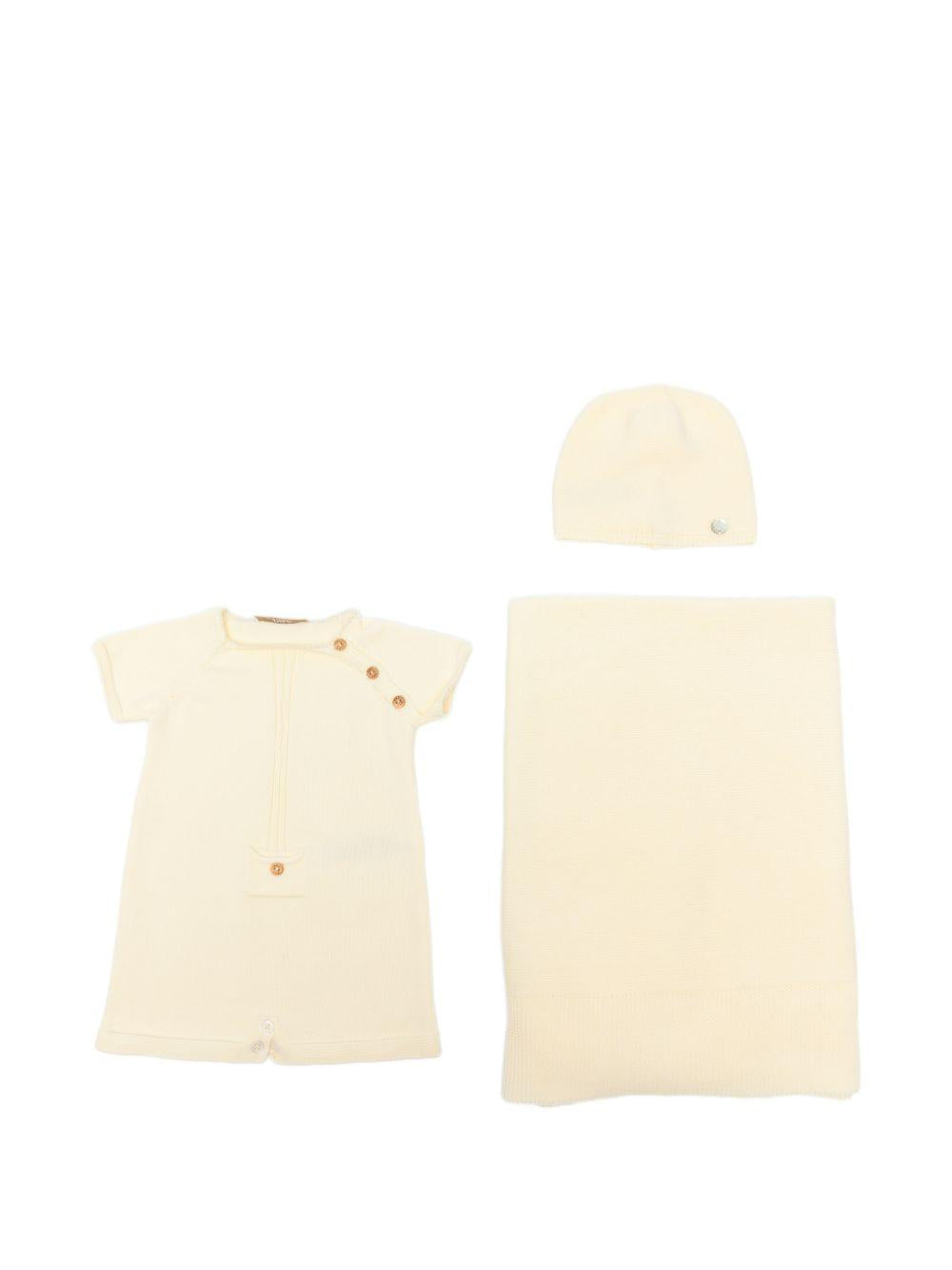Set tutina cappellino e copertina per neonati Paz Rodriguez gialli con placca con logo 105-123192 05 PaZ RODRIGUEZ KIDS
