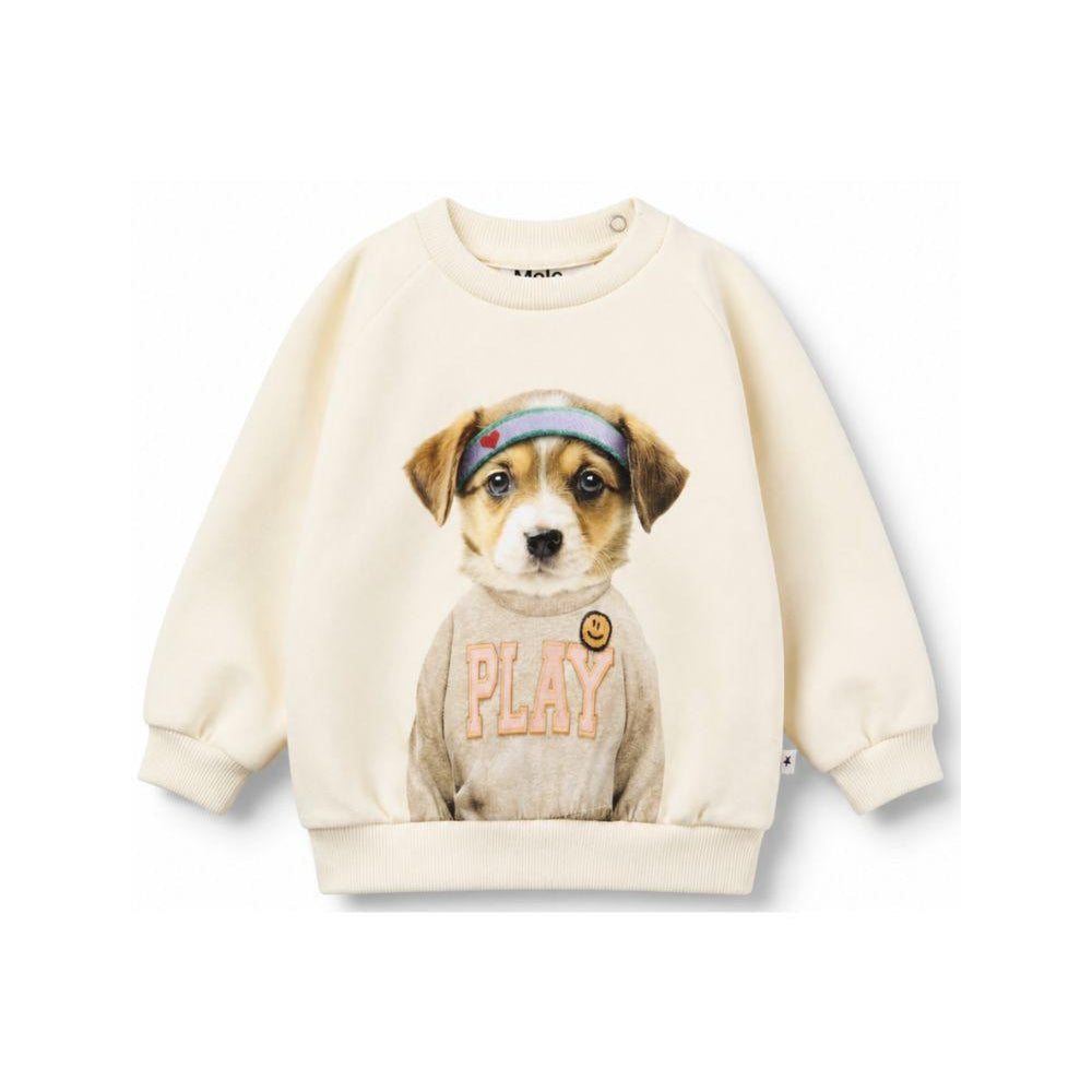 Felpa neonato Molo Kids beige con stampa grafica cane 4W26J201 5798 MOLO KIDS