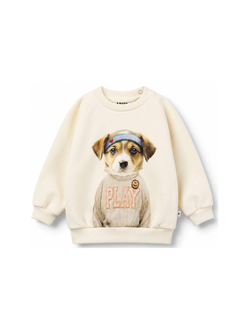 Felpa neonato Molo Kids beige con stampa grafica cane 4W26J201 5798 MOLO KIDS